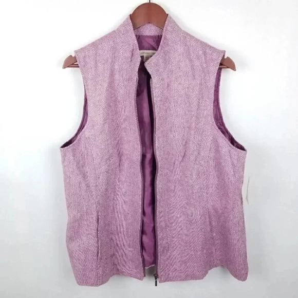 Coldwater Creek Herringbone Vest wool blend size 14 zip front - Picture 3 of 10